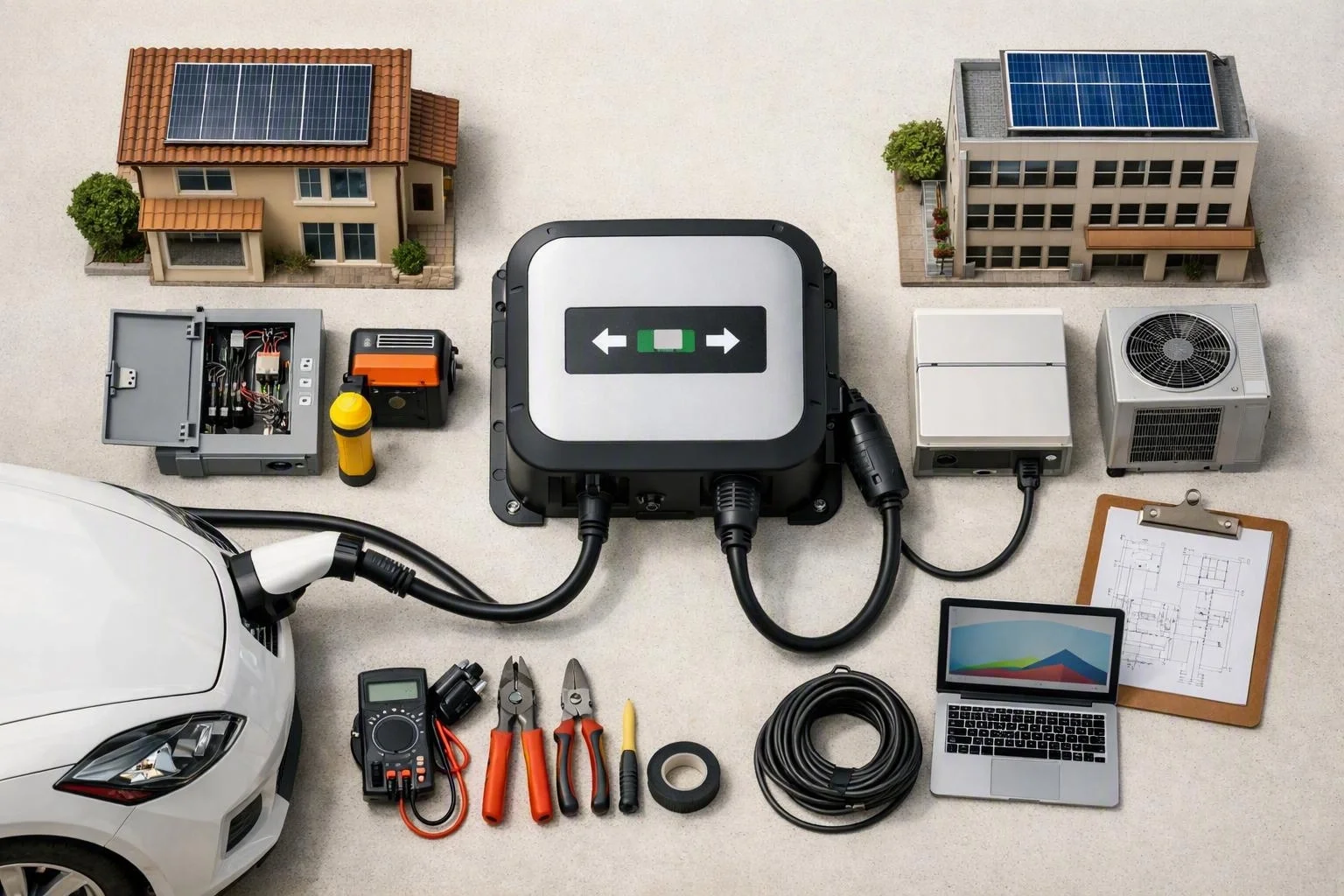 Bidirectional EV Charging for Vehicle-to-Home and Vehicle-to-Building Power